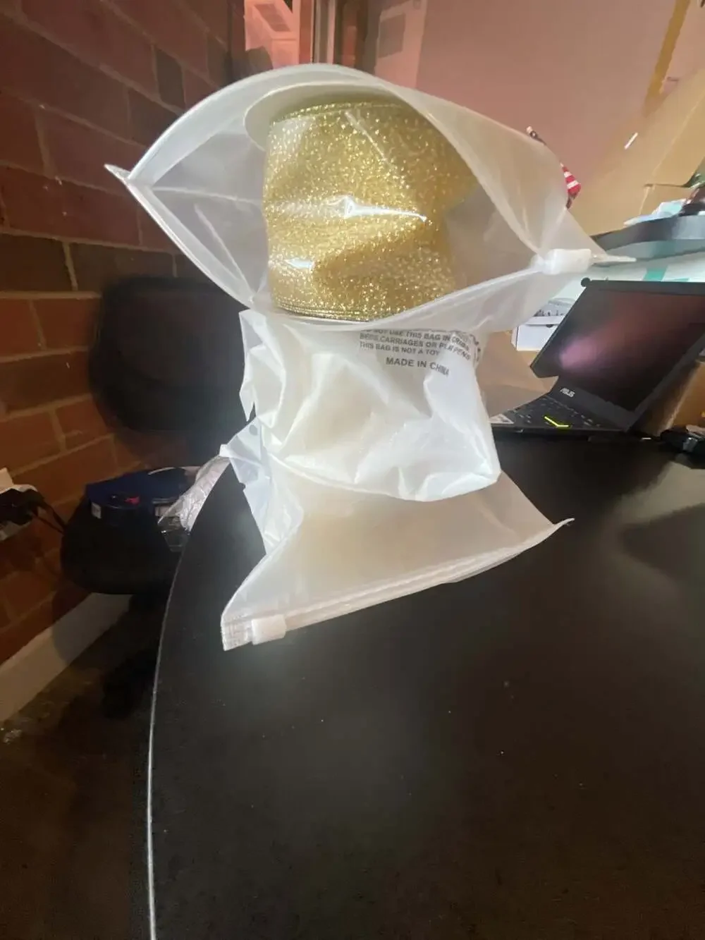 Qianf Metallic Gold Sheer Organza Wired Ribbon for Crafts and Gift Wrapping 3 pa